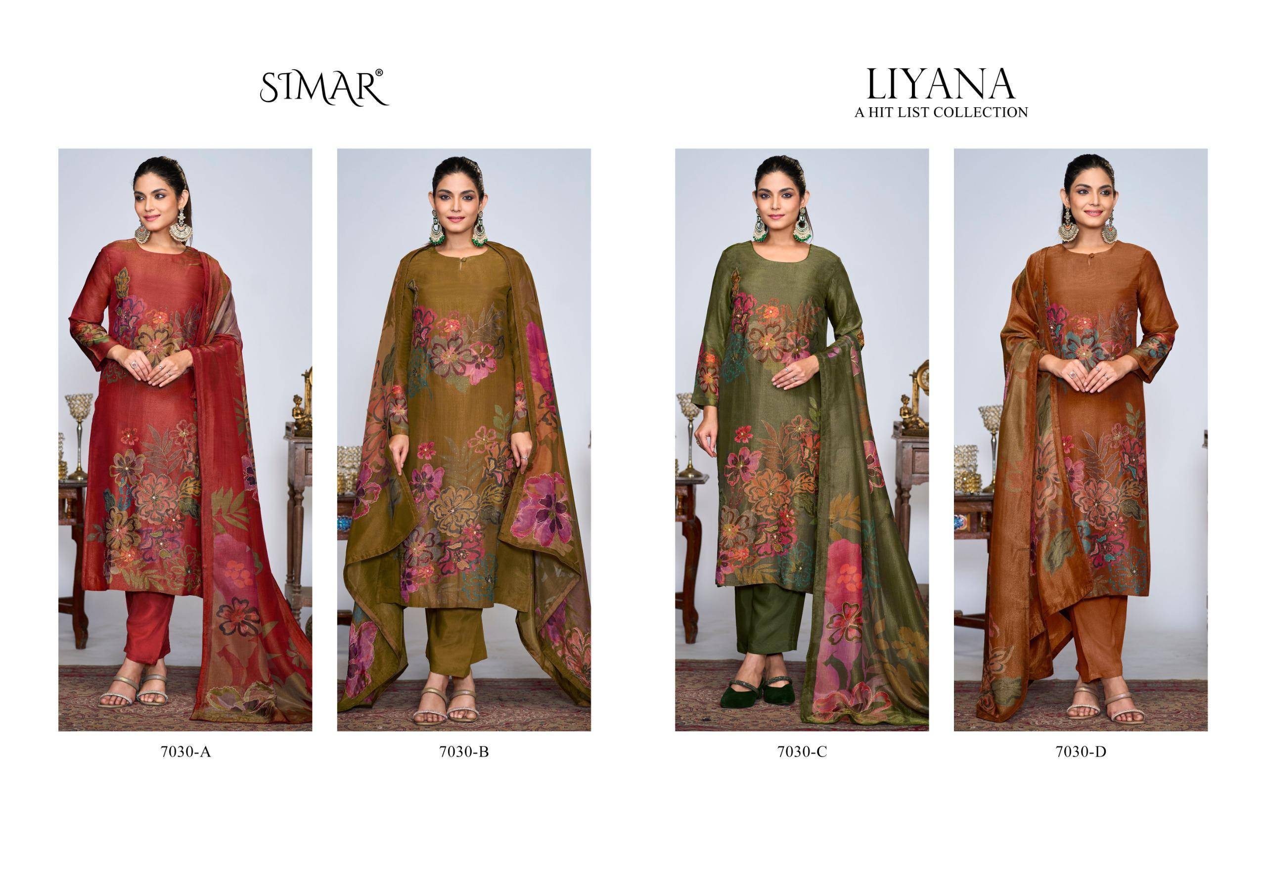 Liyana By Glossy 7030 Series Beautiful Colourful Burberry Dresses At Wholesale Price